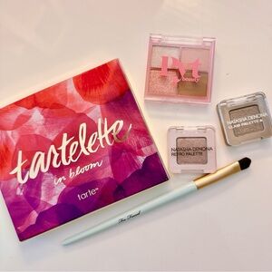 5pc TARTE IN BLOOM Palette, NATASHA DENONA, PYT BEAUTY,TOO FACED Eyeshadow Brush